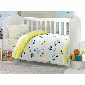 Комплект постельных принадлежностей из 6-ти предметов Тм Ups Pups серии Машинка, цвет – желтый (Kidboo, 00-0014066 _желтый)